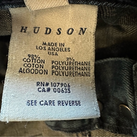 Hudson Button Fly Mid Rise Dark Wash Straight Leg Denim Jeans - Picture 6 of 12